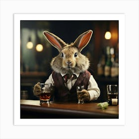 Rabbit At Bar Art Print