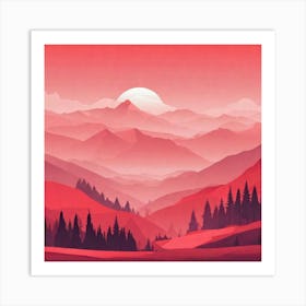 Misty mountains background in red tone 47 Art Print