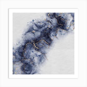 Blue And Gold Watercolor Painting Art Print