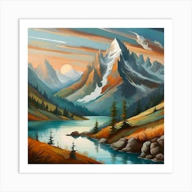 Firefly An Illustration Of A Beautiful Majestic Cinematic Tranquil Mountain Landscape 5894 Art Print