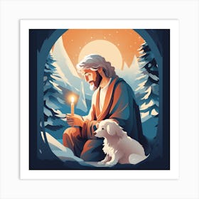 Jesus With A Dog Art Print