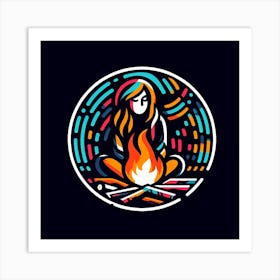 Girl With A Fire 2 Art Print