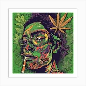 Psychedelic Woman Smoking Marijuana Art Print