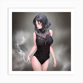 Anime Girl Smoking Art Print