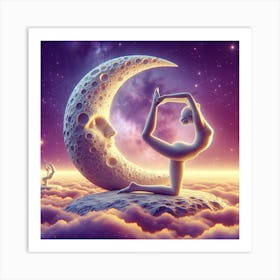 Moon Yoga Art Print