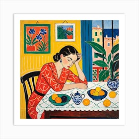 Woman At A Table 2 Art Print