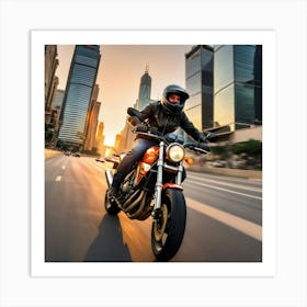 Man Riding A Motorcycle Art Print