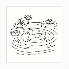 Line Art duck Art Print