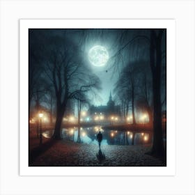 Full Moon In The Park 1 Art Print