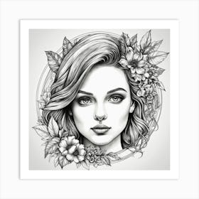 Girl With Flowers 1 Art Print