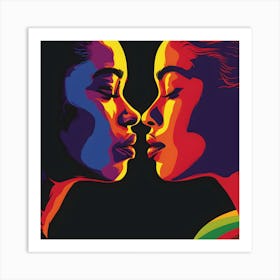 Kissing Women Art Print