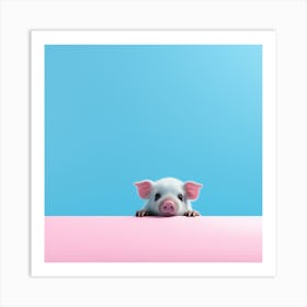 Pig On A Table peeks out Art Print