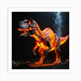 Glowing Magma T-Rex 3 Art Print