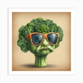 Broccoli In Sunglasses 3 Art Print