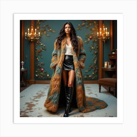 Woman In A Fur Coat 8 Art Print