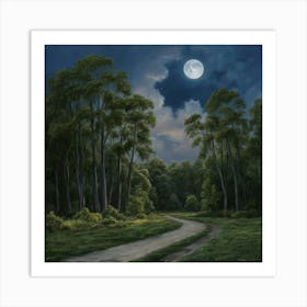 William Morris Print Night Forest Moon 4 Art Print