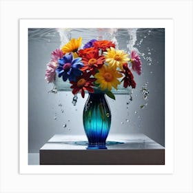 Colorful Flowers In A Vase 25 Art Print