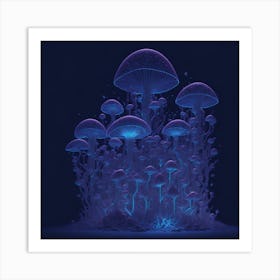 Neon Mushrooms (2) 1 Art Print