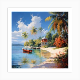 AI Artistic Horizon: Tropical Mirage Art Print