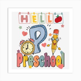 Hello Preschool Vintage Back To School Teacher Student Kids Art Print