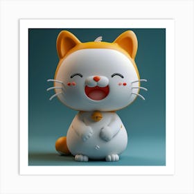 Kawaii Laughing Cat  Art Print