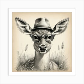 Deer In Glasses Art Print