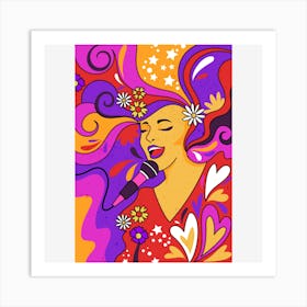 Psychedelic Woman Singing Art Print