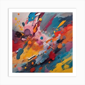 Colorful Splashes Of Paint Geometric Abstract Art Art Print