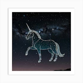 Unicorn In The Night Sky 3 Art Print