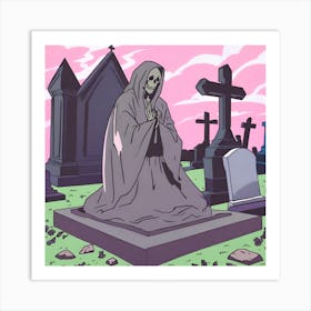 Skeleton In The Graveyard 2 Art Print