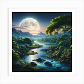 Full Moon In The Forest Art Print