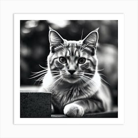 Black And White Cat 36 Art Print