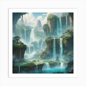 Waterfalls art print Art Print