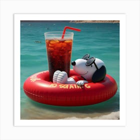 Snoopy In The Pool Art Print