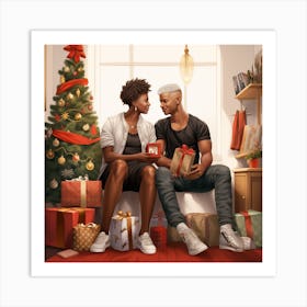 Realistic Black Gay Couple Christmas Stylish Deep 5ce6dd6d 1f4b 4905 Ace1 9887edfebb31 Art Print
