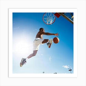 Basketball Player Dunks The Ball 6 Art Print