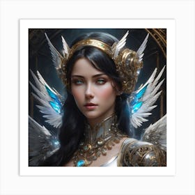 Mechanical Angel With Crystal Wings Art Print