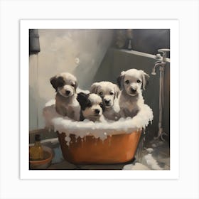 Puppies In A Tub 1 Art Print