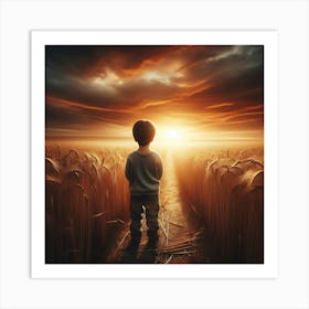 Boy In A Wheat Field Art Print