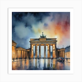 Brandenburg Gate At Night 1 Art Print