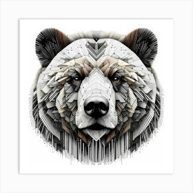 Grizzly - Abstract Line Art Illustration 255 Art Print