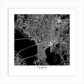 Tampa Black And White Map Square Art Print