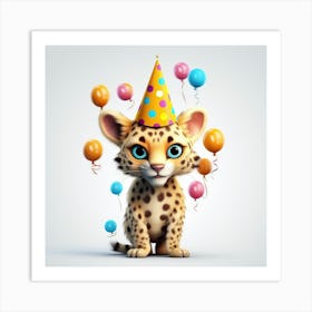 Cheetah With Balloons Art Print