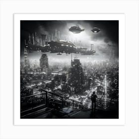 Cyberpunk city at night 1 Art Print