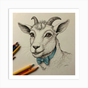 Goat With Bow Tie Art Print