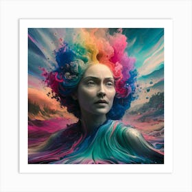 Woman With Colorful Hair 1 Art Print