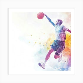 Basketball Player In The Air Art Print