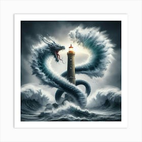 Dragon Lighthouse Canvas Art Art Print