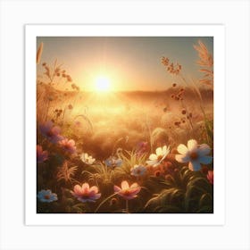 Sunrise Over Meadow Art Print