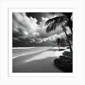 Black And White Beach 1 Art Print